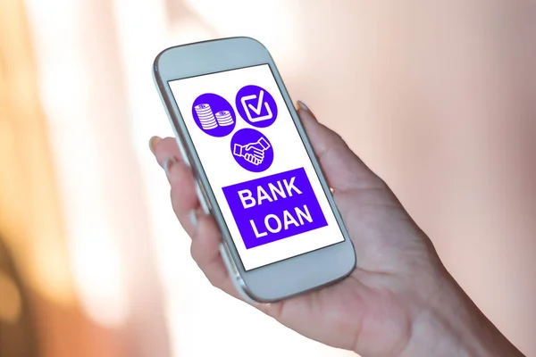 Smartphone screen displaying a bank loan concept