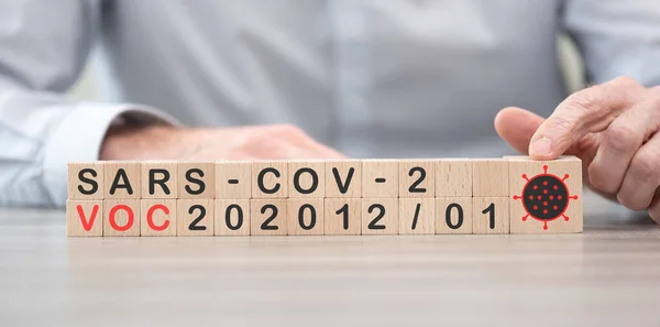 British Variant Sars Cov Voc 202012 Wooden Cubes — Stock Photo, Image