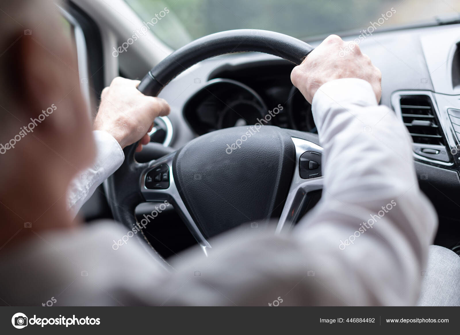 Man Driving His Two Hands Steering Wheel Stock Photo by ©thodonal 446884492