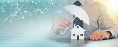 Genel bir ajan tarafından ev kapsamı sembolü; panoramik pankart