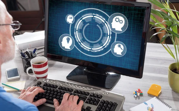 Man using a computer with process improvement concept on the screen