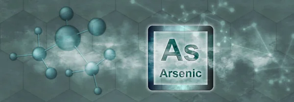 Als Symbool Arseen Chemisch Element Met Molecuul Netwerk Grijze Achtergrond — Stockfoto