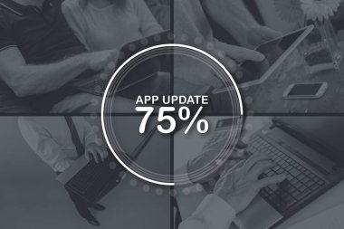 Uygulama güncelleme kavramı arkaplandaki resimlerle gösterilmiştir