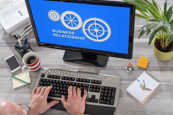 Man Using Computer Business Relationship Concept Screen — Stock Photo, Image