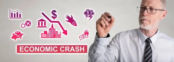 Economic Crash Concept Drawn Businessman — Stock Photo, Image