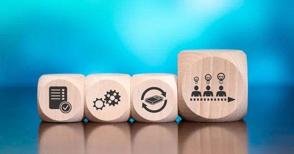 Wooden Blocks Symbol Continuing Education Concept Blue Background — Stock Photo, Image