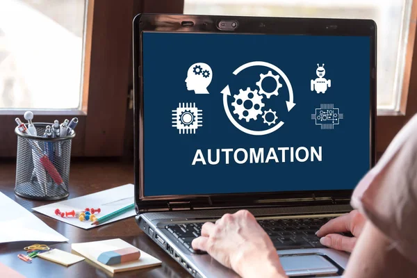 Laptop screen displaying an automation concept