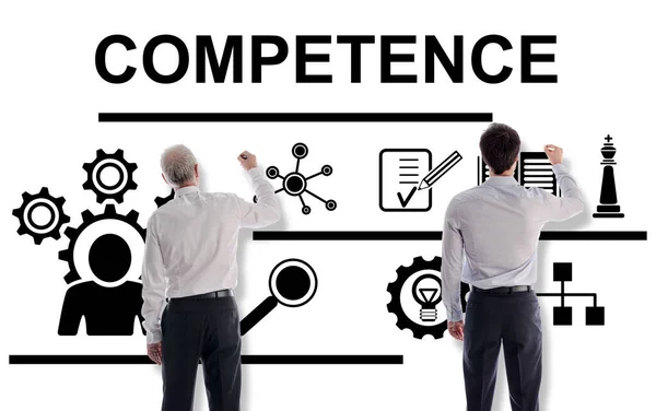 Competence Concept Drawn White Wall Businessmen — Stock Photo, Image