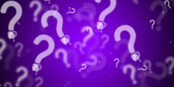 Flying question marks over purple background