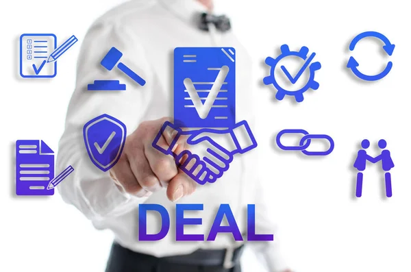 Deal Concept Getoond Door Een Man Achtergrond — Stockfoto
