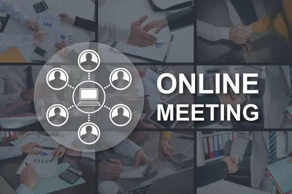 Online Meeting Concept Geïllustreerd Door Afbeeldingen Achtergrond — Stockfoto