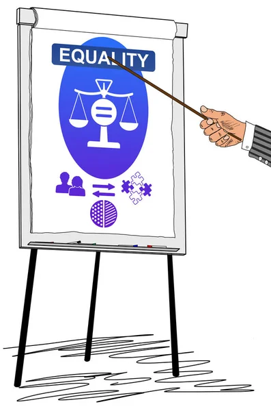 Hand Zeigt Gleichstellungskonzept Auf Flipchart — Stockfoto