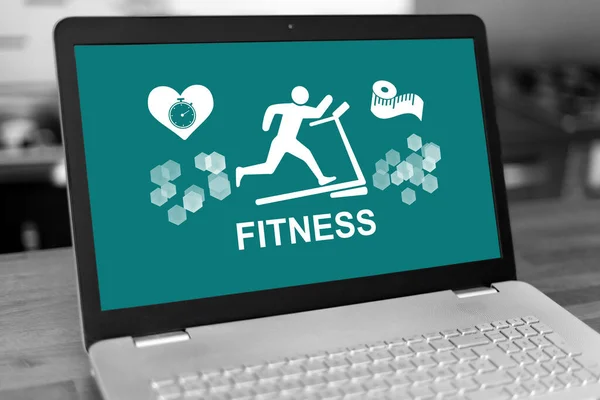 Laptop Skärm Med Fitness Koncept — Stockfoto