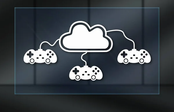 Cloud Gaming Concept Donkere Achtergrond — Stockfoto