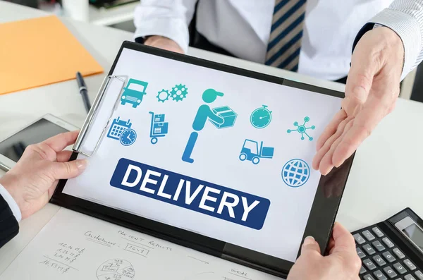 Delivery Concept Shown Businessman — Foto de Stock