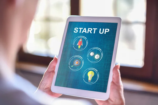 Tablet screen displaying a start up concept