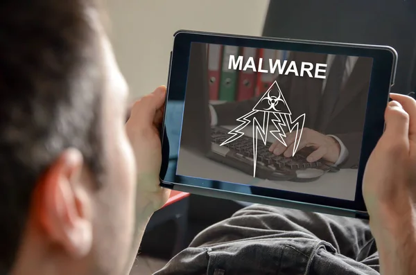 Concept Logiciel Malveillant Sur Tablette — Photo