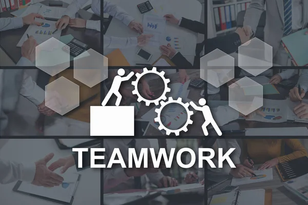 Teamwork Konzept Veranschaulicht Durch Bilder Hintergrund — Stockfoto