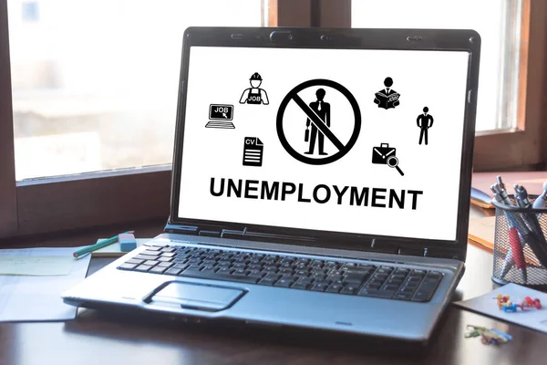 Laptop Screen Displaying Unemployment Concept — Stock Photo, Image