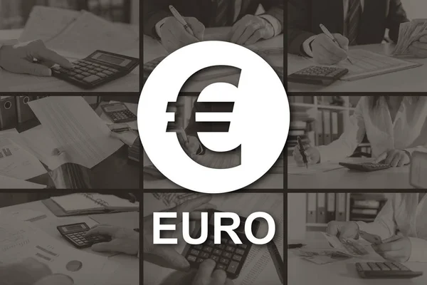 Έννοια Του Ευρώ Απεικονίζεται Από Εικόνες Στο Παρασκήνιο — Φωτογραφία Αρχείου
