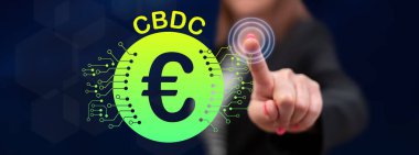 CBC konseptine dokunan kadın dokunmatik ekranda parmaklarıyla