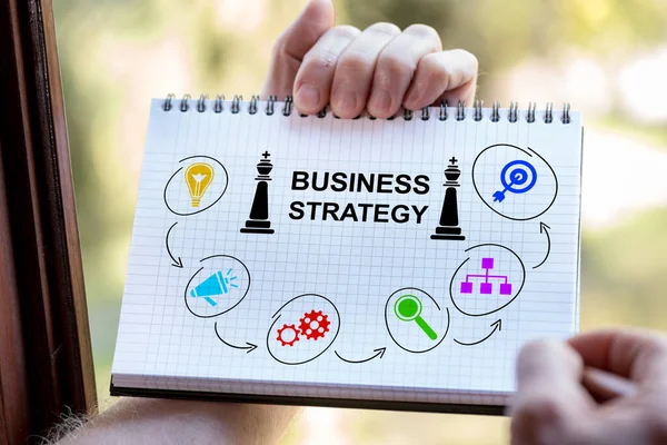 Handtekening Business Strategy Concept Een Notitieblok — Stockfoto