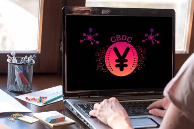 Cbdc konseptini gösteren dizüstü bilgisayar