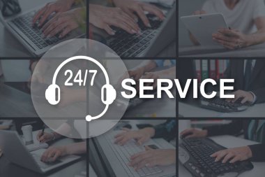 Arkaplandaki resimlerle gösterilen servis kavramı