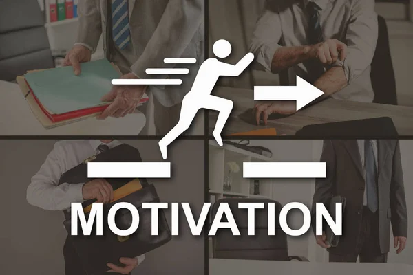 Concept Motivation Illustré Par Des Images Sur Fond — Photo