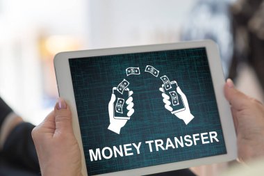 Para transferi kavramını gösteren tablet ekranı
