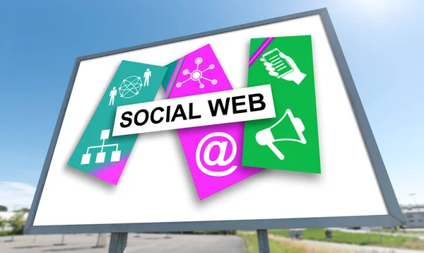 Social Web Concept Drawn Billboard — Fotografia de Stock