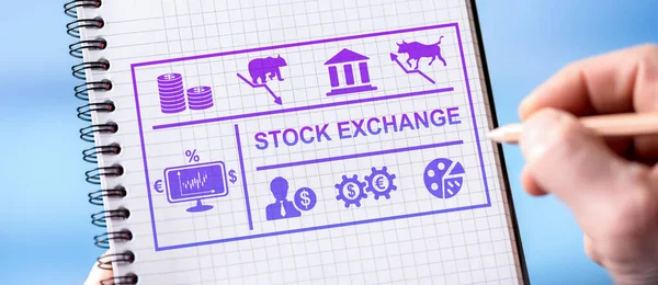 Hand Drawing Stock Exchange Concept Notepad —  Fotos de Stock