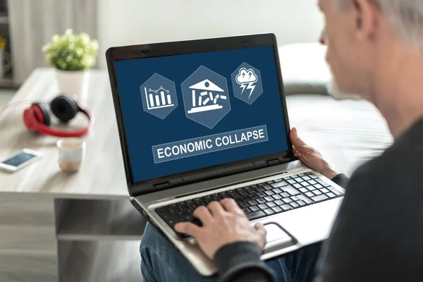 Laptopscherm Met Een Economisch Instortingsconcept — Stockfoto