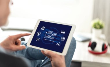 Borsa kavramını gösteren tablet ekranı