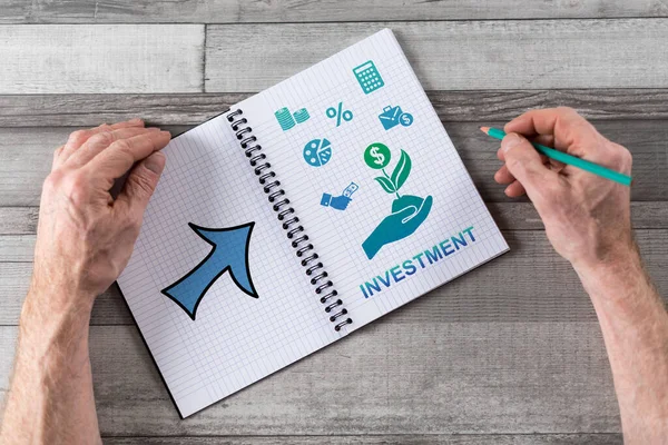 Investment Concept Drawn Notepad — Foto de Stock