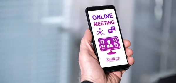 Smartphone screen displaying an online meeting concept