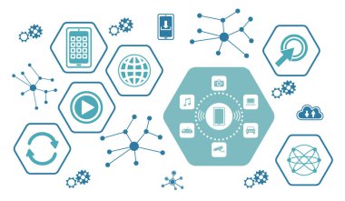 Altıgen simgeli mobil uygulamalar kavramı