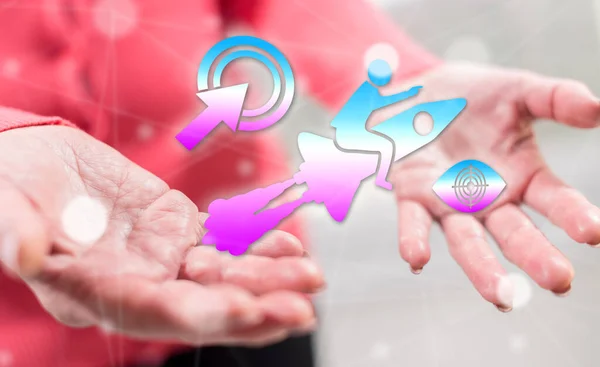 Success Concept Hands Woman Background — Stock Photo, Image