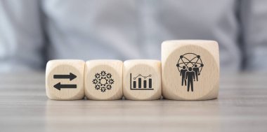 Tahta bloklar bpo kavramının sembolü.