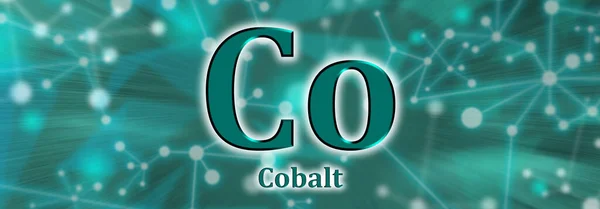 Társszimbólum Kobalt Kémiai Elem Zöld Hálózati Háttérrel — Stock Fotó