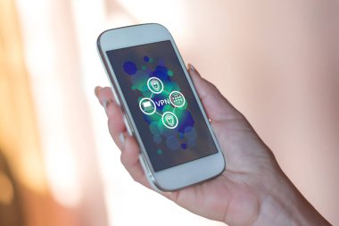 Bir vpn konsepti gösteren akıllı telefon ekranı