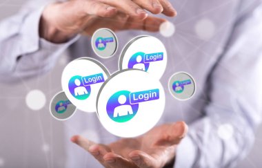 Arka plandaki bir adamın elleri arasındaki giriş kavramı