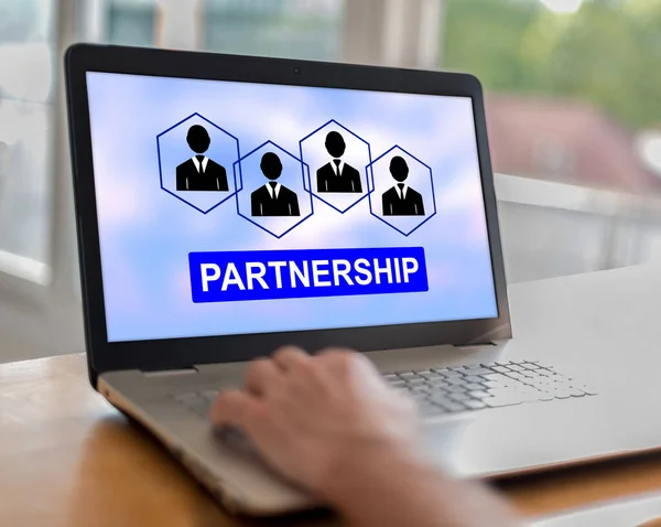 Man Using Laptop Partnership Concept Screen — Stock Photo, Image