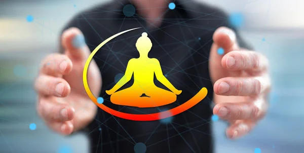 Meditatie Concept Tussen Handen Van Een Man Achtergrond — Stockfoto