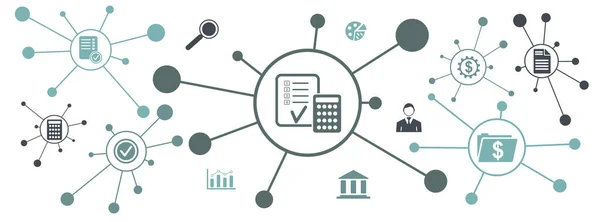 Concepto Auditoría Financiera Con Iconos Conectados —  Fotos de Stock