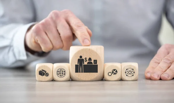 Wooden Blocks Symbol Purchase Concept — Stock Photo, Image