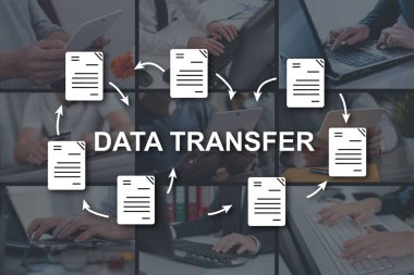 Veri aktarım kavramı arkaplandaki resimlerle gösterilmiştir