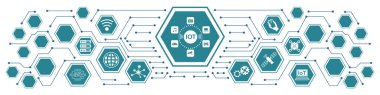 Bağlı simgelere sahip iot kavramı