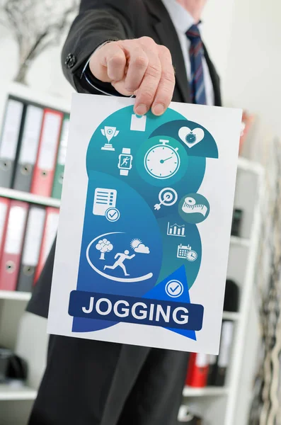 Papier Mit Jogging Konzept Eines Geschäftsmannes — Stockfoto