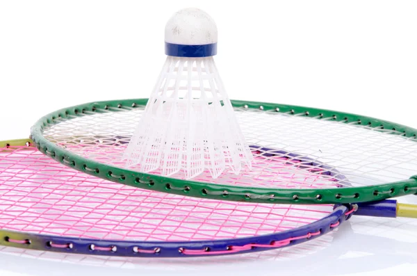 Raquetas de bádminton y lanzadera — Foto de Stock